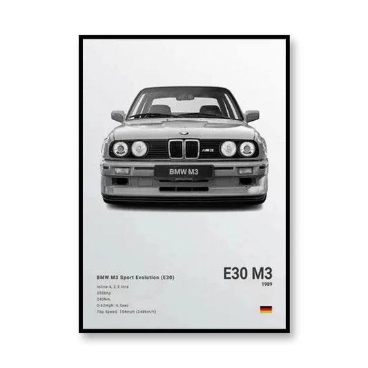 BMW M3 Sport Evolution Famous Brand Cars Canvas Wall Art Print Poster  Decoration