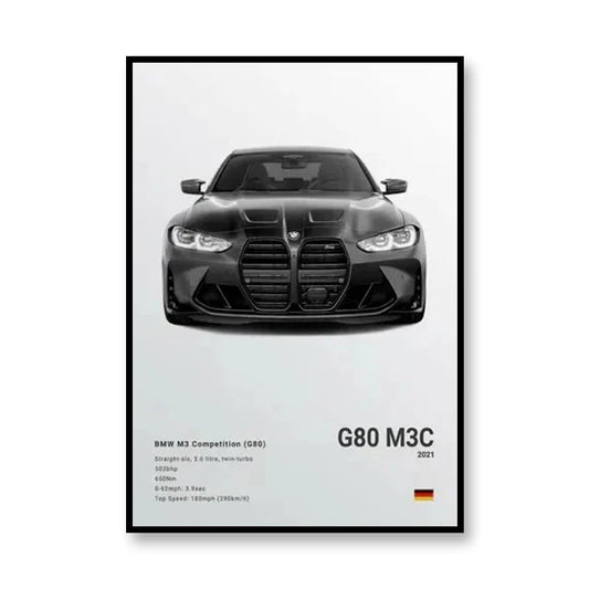 BMW M3 Competition Famous Brand Cars Canvas Wall Art Print Poster  Decoration