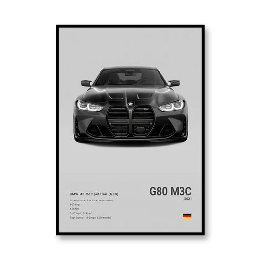 BMW M3 Competition Famous Brand Cars Canvas Wall Art Print Poster  Decoration