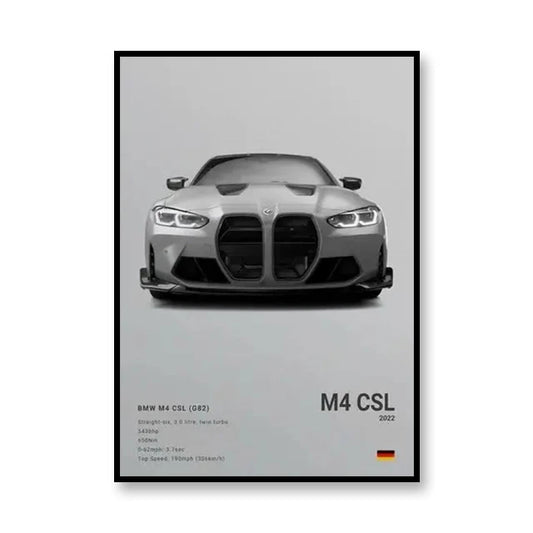 BMW M4 CSL Famous Brand Cars Canvas Wall Art Print Poster  Decoration
