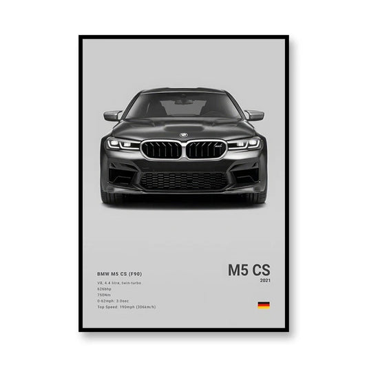 BMW M5 CS Famous Brand Cars Canvas Wall Art Print Poster  Decoration