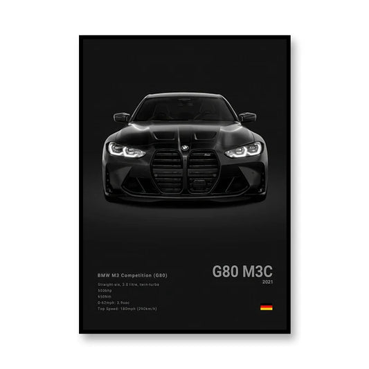 BMW M3 Competition Famous Brand Cars Canvas Wall Art Print Poster  Decoration